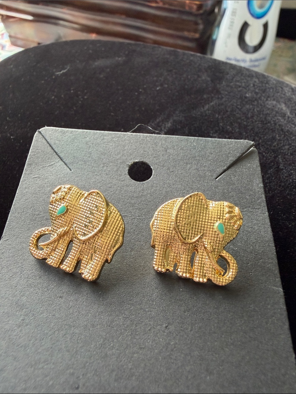 Lilly  Pulitzer Gold Elephant Stud Earrings with Turquoise Accent - Women Jewelr